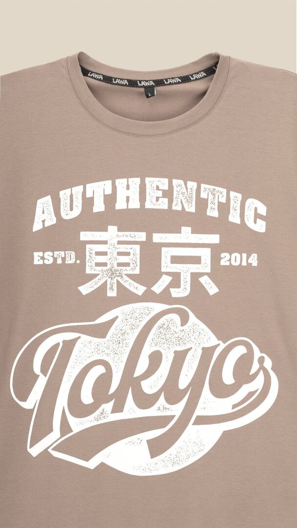 Футболка з принтом TOKYO чоловіча LAWA P-MB02344 L Мокко shop (2000999182471)  Фото №0
