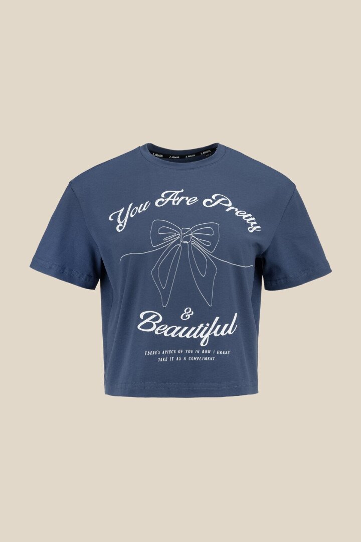 Футболка з принтом YoU are pretty жіноча  LAWA P-WB02395 M Синій shop (2000999173486)