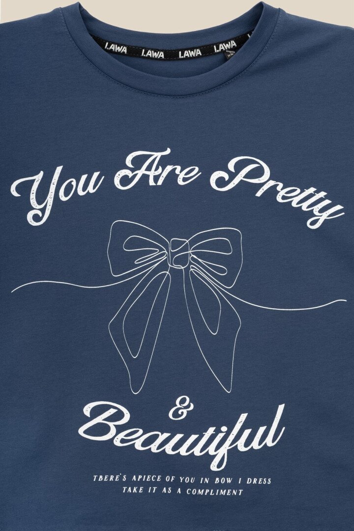 Футболка з принтом YoU are pretty жіноча  LAWA P-WB02395 M Синій shop (2000999173486)  Фото №1