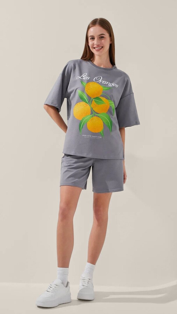 Футболка з принтом жіноча LAWA P-WB02389 S Графітовий shop (2000999188855)  Фото №2