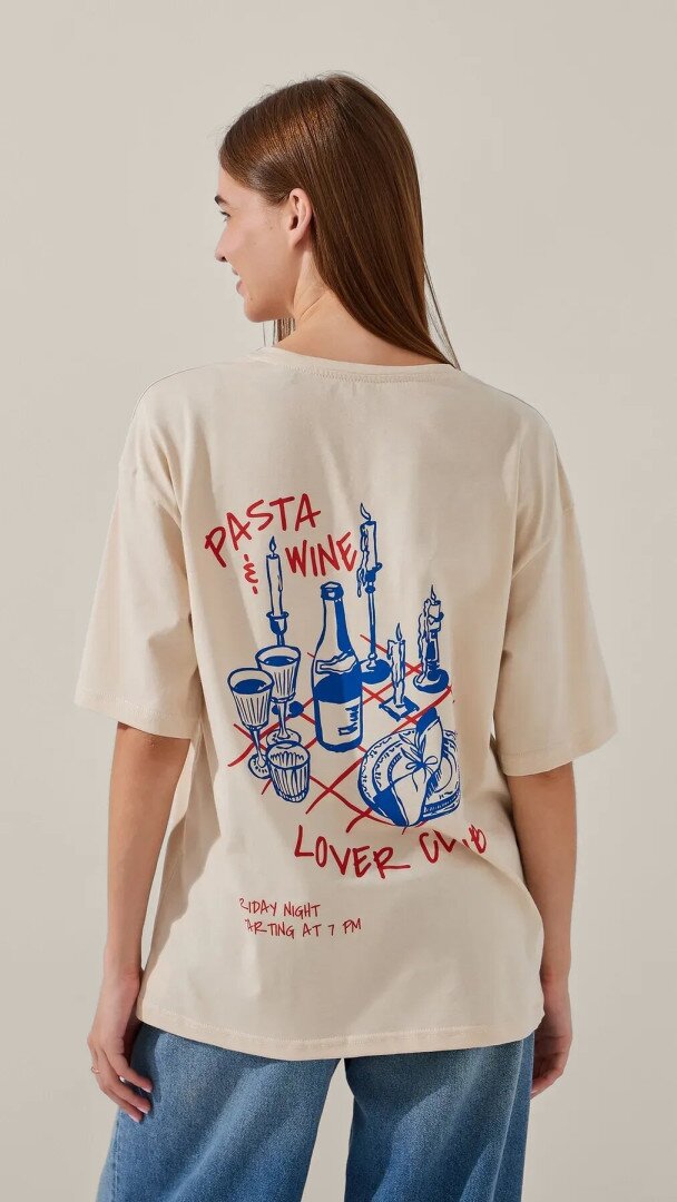 Футболка з принтом жіноча LAWA P-WB02391 L Бежевий shop (2000999228759)  Фото №2