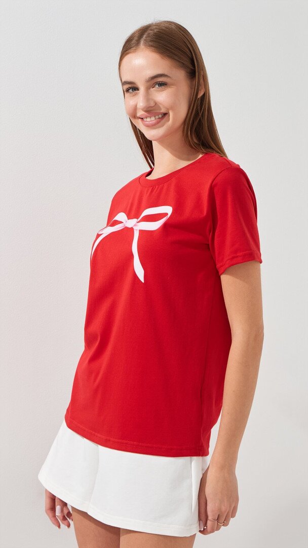 Футболка з принтом жіноча LAWA P-WB02396 XS Червоний shop (2000999189487)  Фото №1
