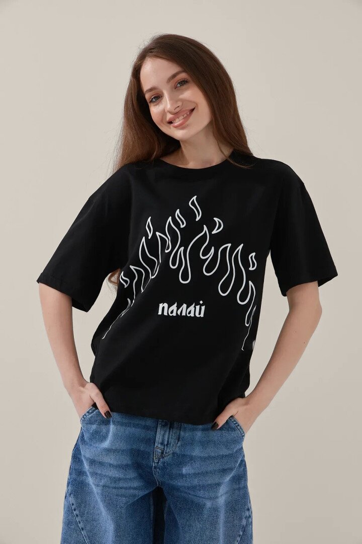 Футболка з принтом жіноча LAWA P-WB02397 XS Чорний shop (2000999138881)