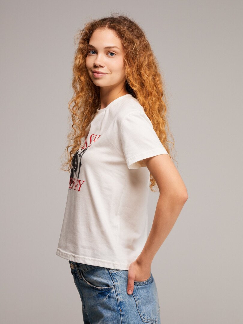 Футболка з принтом жіноча LAWA P-WB02428 2XL Молочний shop (2000999667237)  Фото №1