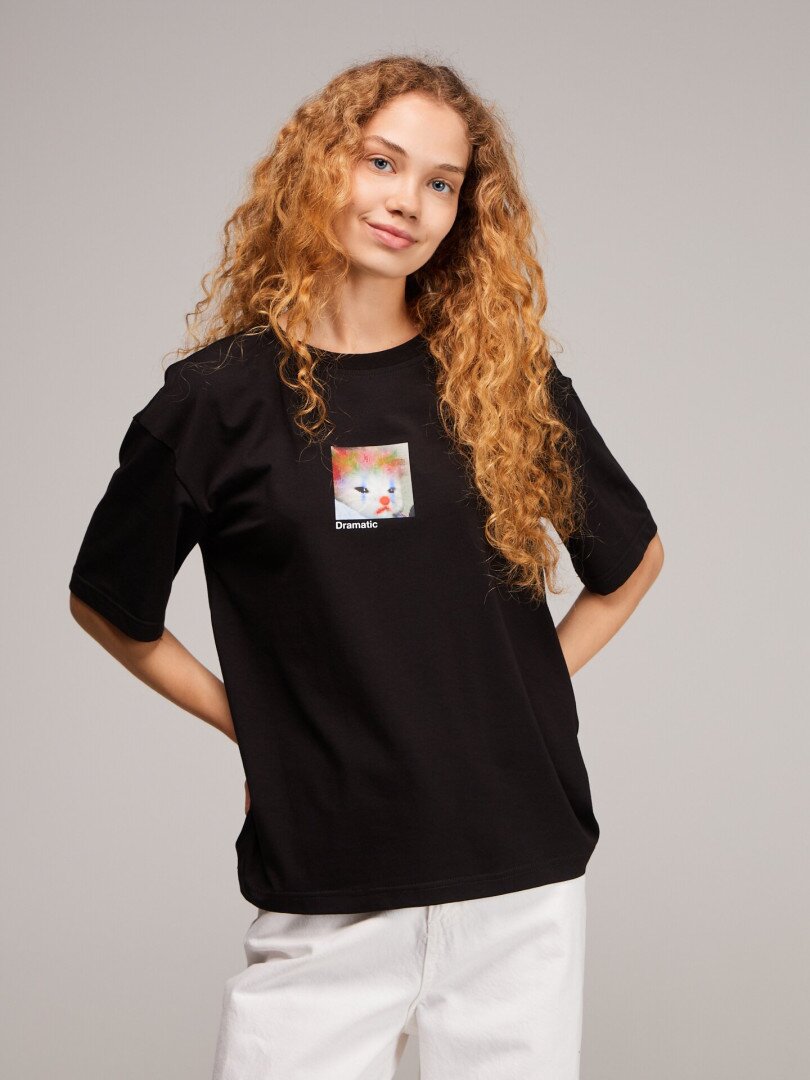 Футболка з принтом жіноча LAWA P-WB02429 XS Чорний shop (2000999651731)