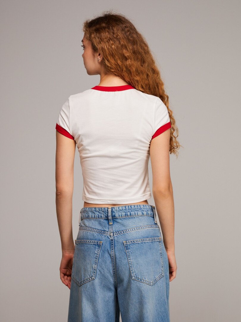 Футболка з принтом жіноча LAWA P-WT02316 XL Молочно-червоний shop (2000999667275)  Фото №1
