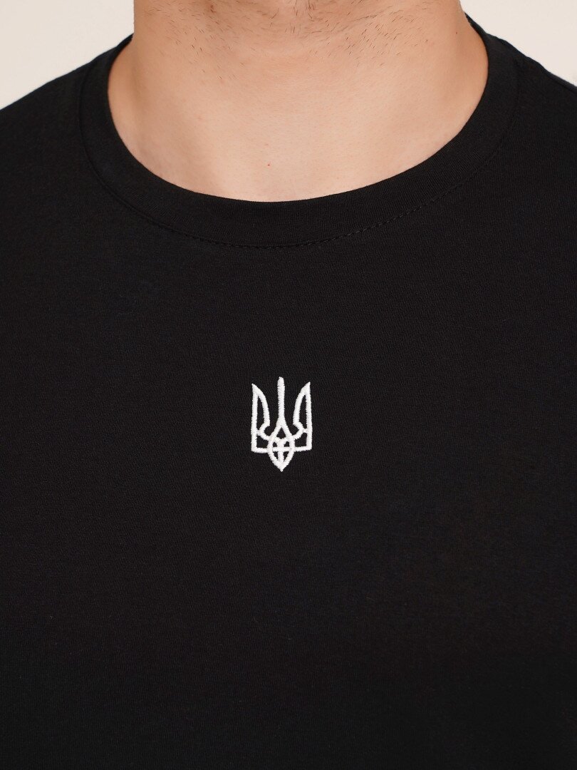 Футболка з принтом чоловіча Герб білий LAWA E-MB02307 L Чорний shop (2000990242709)  Фото №0
