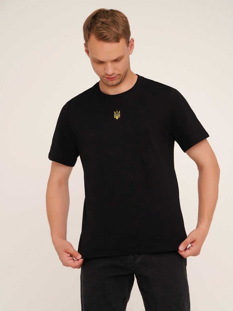 Футболка з принтом чоловіча Герб золотий LAWA E-MB02307 2XL Чорний shop (2000990242785)  Фото №1