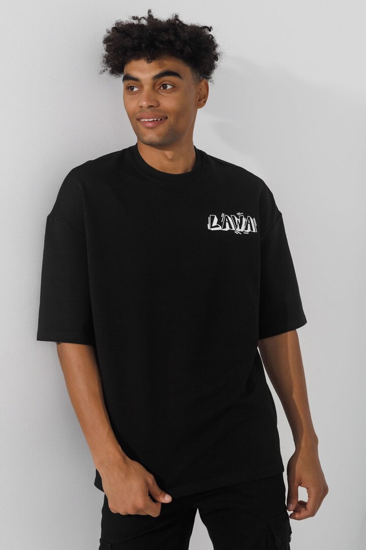 Футболка з принтом чоловіча LAWA P-MT02302 XL Чорний shop (2000990798596)