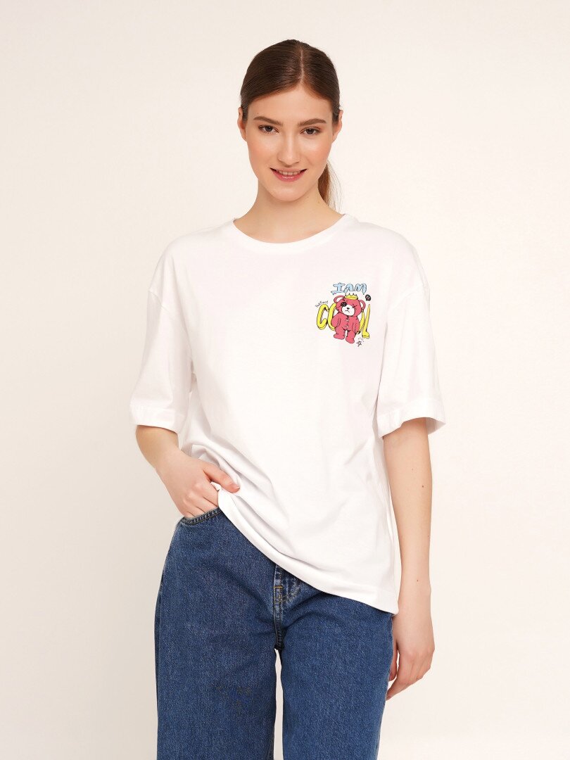 Футболка з принтом жіноча LAWA P-WB02340 M Білий shop (2000990462800)  Фото №0