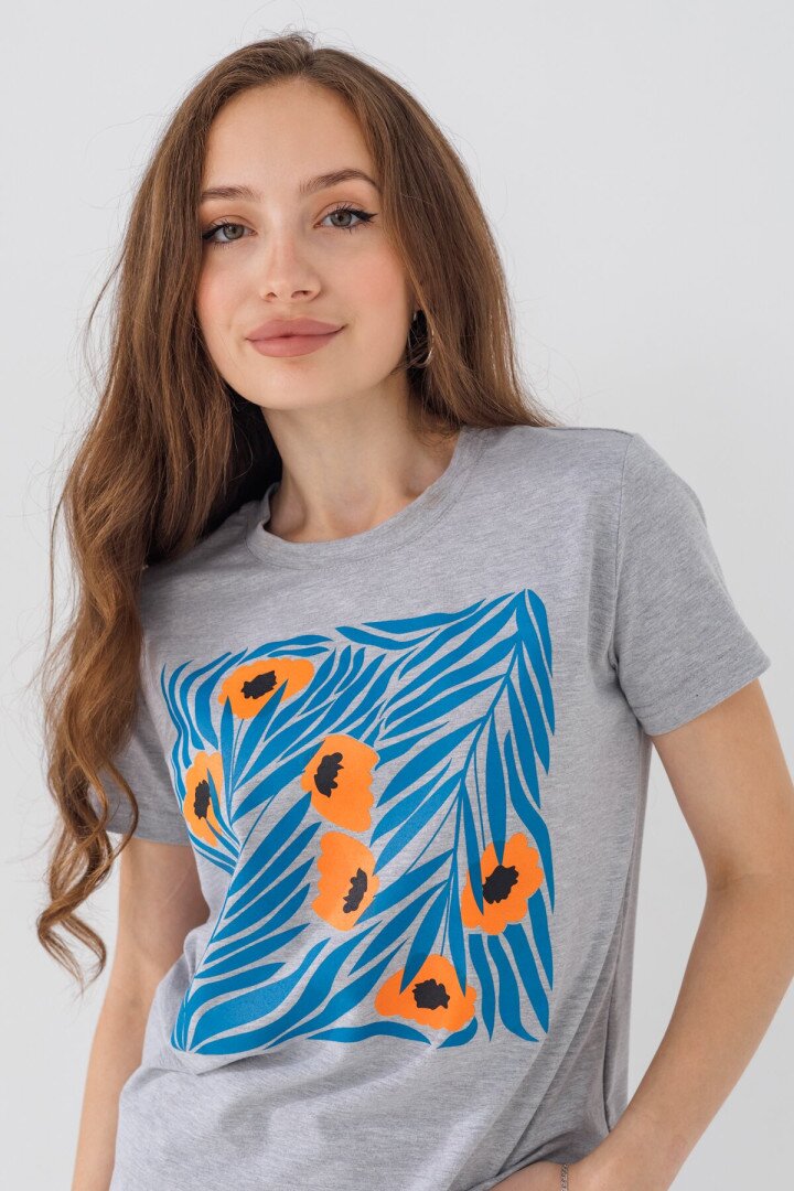 Футболка з принтом жіноча LAWA P-WB02369 XS Сірий shop (2000990725707)  Фото №1