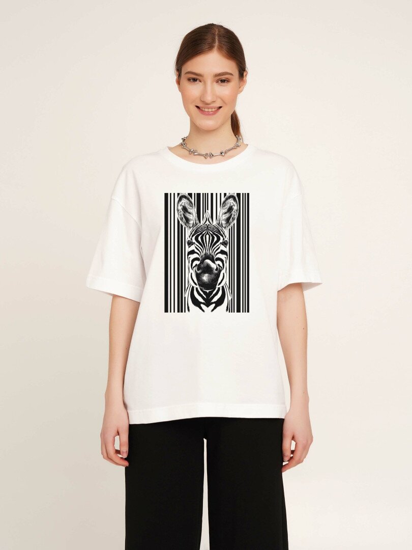 Футболка з принтом жіноча LAWA CTM P-WB02308 Zebra XS Білий shop (2000989893721)  Фото №0