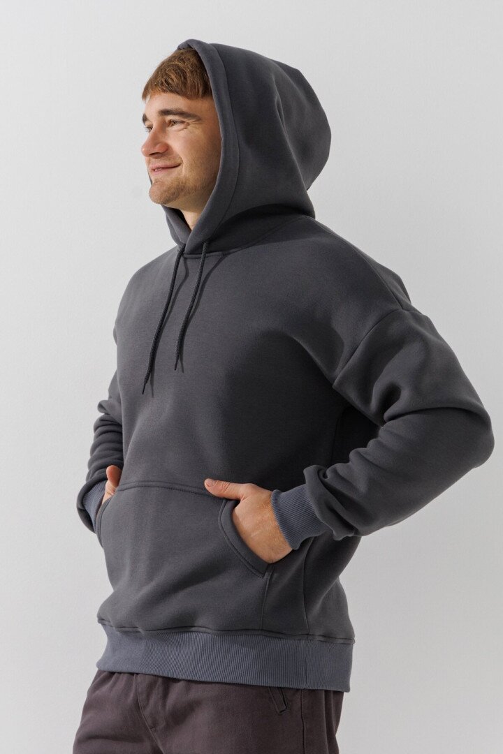 Худі однотонний чоловічий LAWA MBC02336 2XL Графітовий shop (2000990842282)  Фото №1
