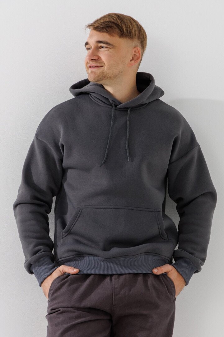 Худі однотонний чоловічий LAWA MBC02336 2XL Графітовий shop (2000990842282)
