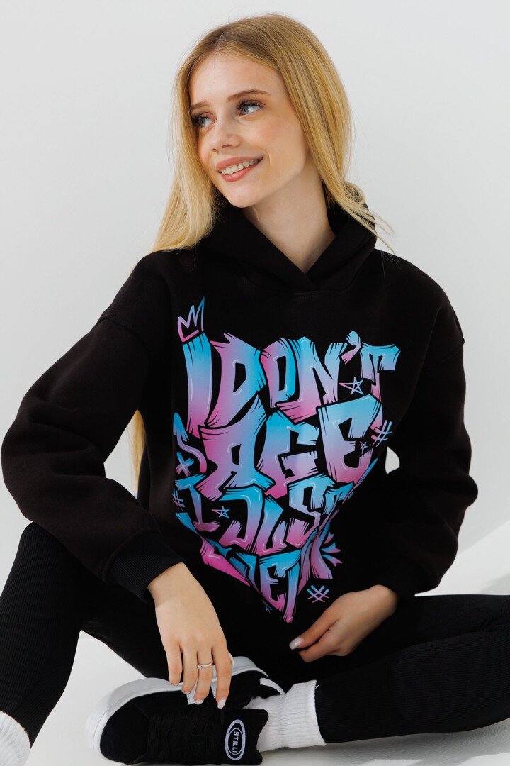 Худі з принтом для дівчинки LAWA P-GB02303 128 см Чорний shop (2000990878540)  Фото №1
