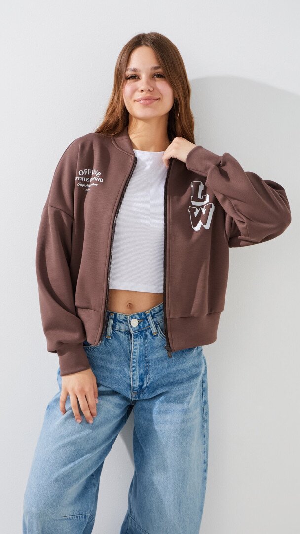 Кофта-бомбер з принтом жіноча LAWA P-WB02410 S Шоколадний shop (2000999540677)  Фото №1