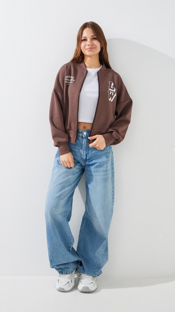 Кофта-бомбер з принтом жіноча LAWA P-WB02410 S Шоколадний shop (2000999540677)  Фото №0