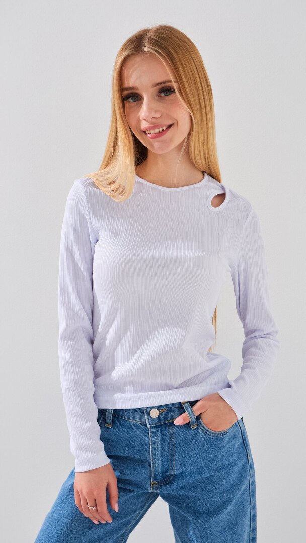 Лонгслів однотонний для дівчинки LAWA GBC02305 140 см Білий shop (2888000017864)  Фото №1