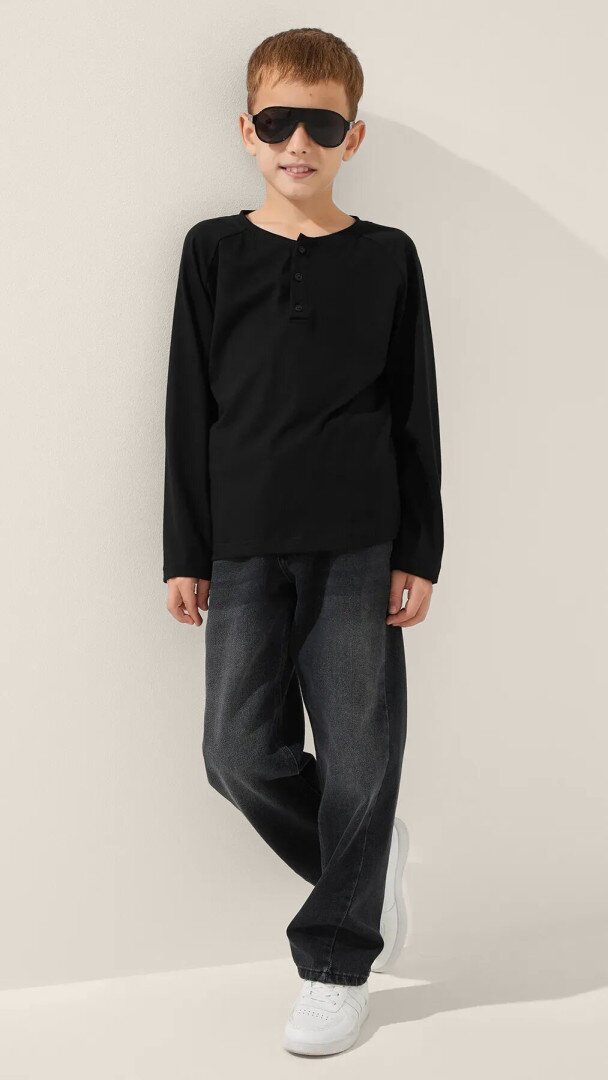 Лонгслів однотонний для хлопчика LAWA BBC02303 122 см Чорний shop (2000999187322)  Фото №0
