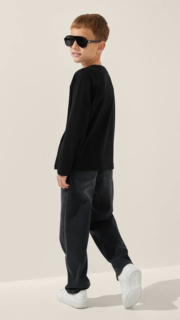 Лонгслів однотонний для хлопчика LAWA BBC02303 122 см Чорний shop (2000999187322)  Фото №1
