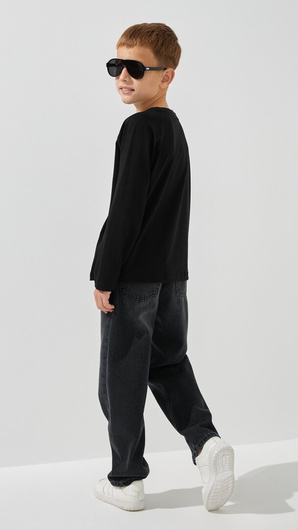 Лонгслів однотонний для хлопчика LAWA BBC02303 122 см Чорний shop (2000999187322)  Фото №2