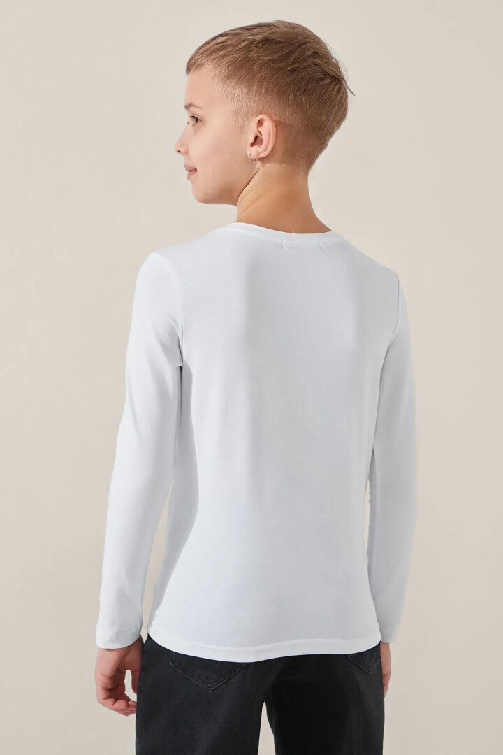 Лонгслів однотонний для хлопчика LAWA BBC02316 158 см Білий shop (2000991057241)  Фото №2
