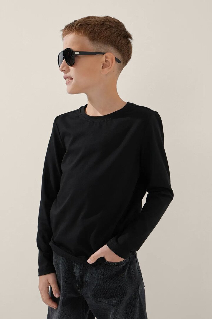 Лонгслів однотонний для хлопчика LAWA BBC02316 164 см Чорний shop (2888000018632)  Фото №1