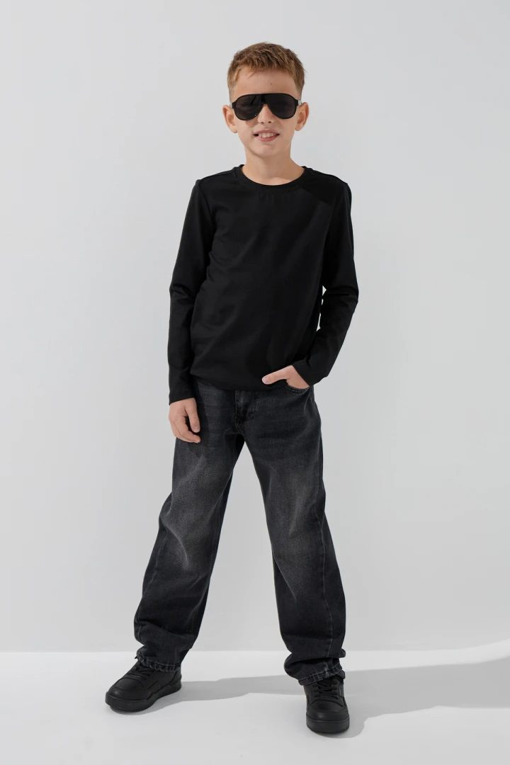 Лонгслів однотонний для хлопчика LAWA BBC02316 134 см Чорний shop (2000999157400)  Фото №1