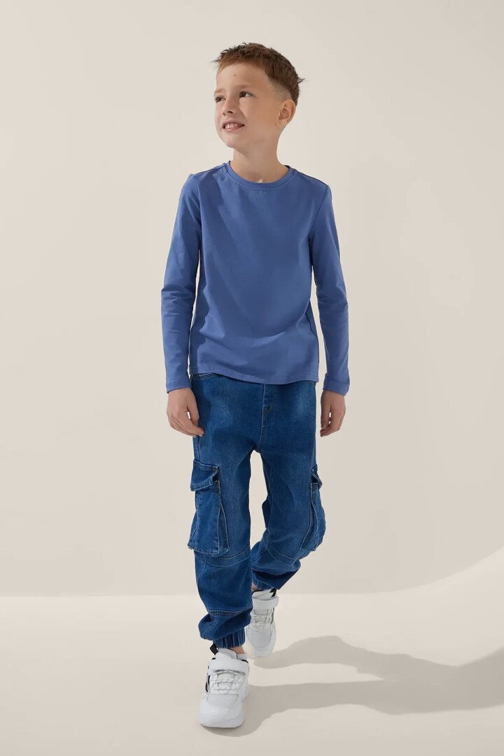 Лонгслів однотонний для хлопчика LAWA BBC02316 158 см Індіго shop (2000999152214)  Фото №0