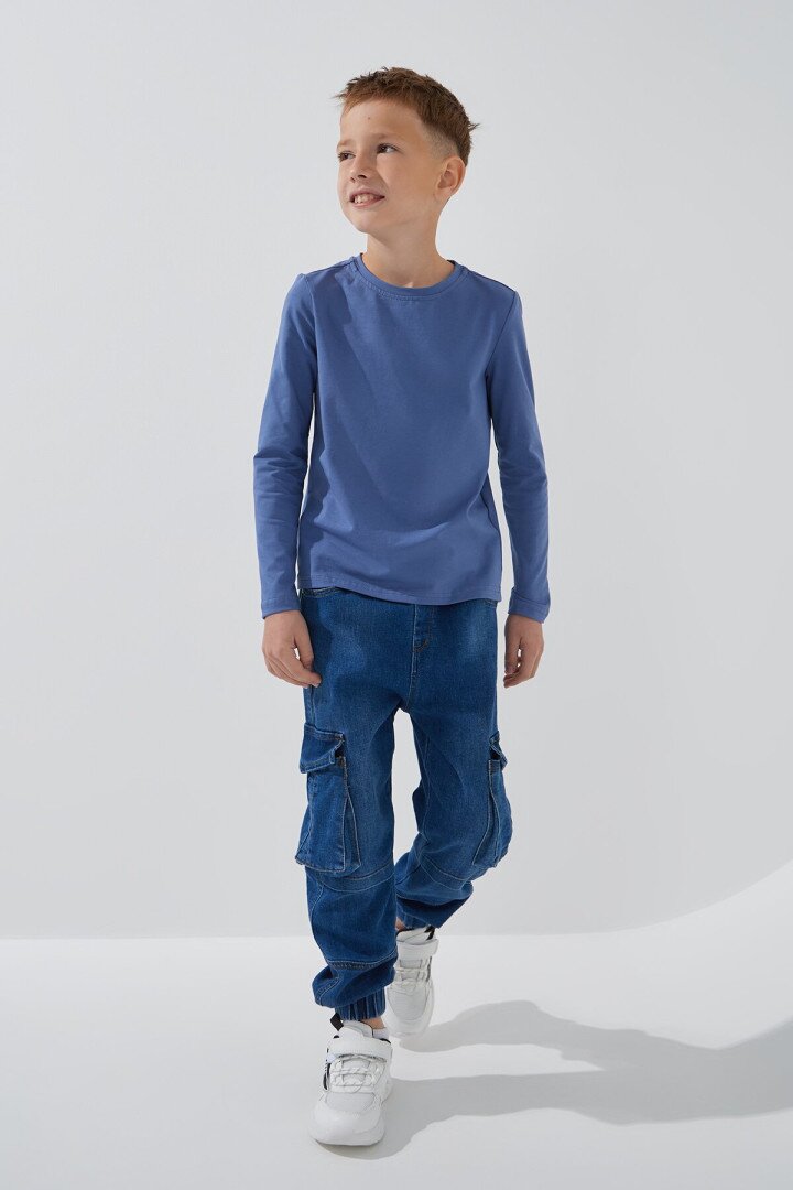 Лонгслів однотонний для хлопчика LAWA BBC02316 122 см Індіго shop (2000999152153)  Фото №0