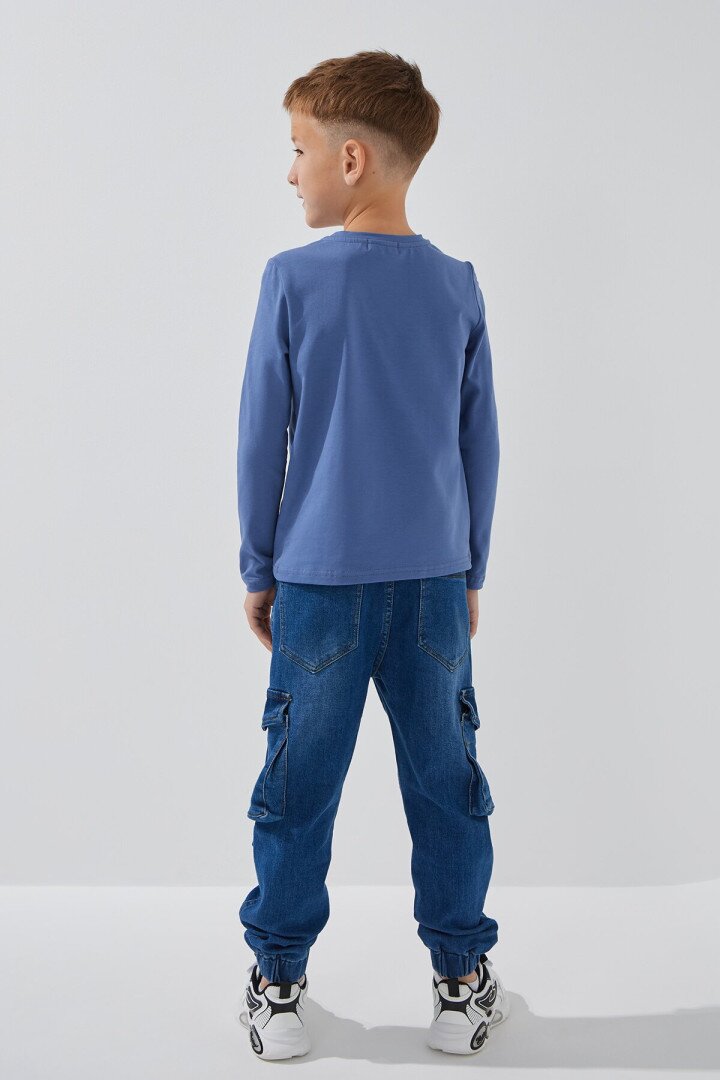 Лонгслів однотонний для хлопчика LAWA BBC02316 122 см Індіго shop (2000999152153)  Фото №2