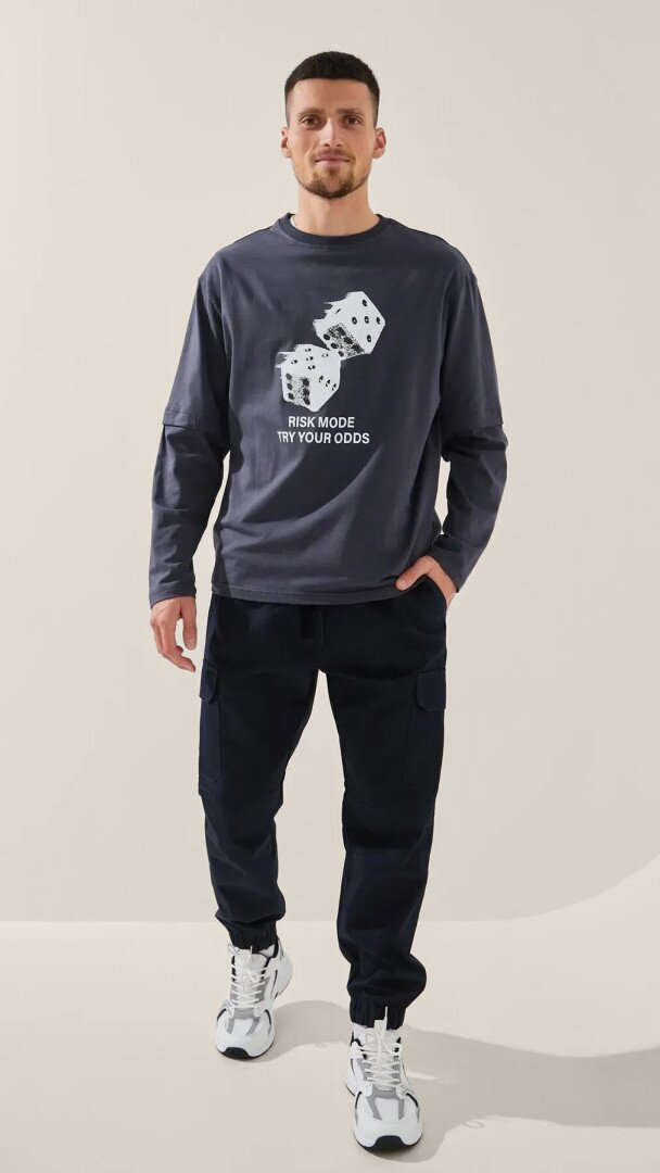 Лонгслів з принтом чоловічий LAWA P-MT02310 M Графітовий shop (2888000021526)  Фото №0