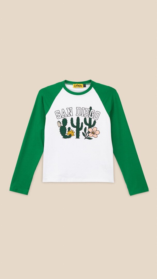 Лонгслів з принтом для дівчинки LAWA P-GB02335 134 см Біло-зелений shop (2000999301049)