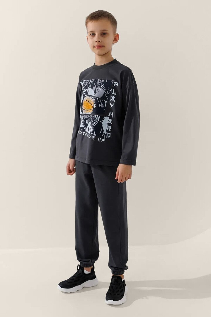 Лонгслів з принтом для хлопчика LAWA P-BB02309 128 см Графітовий shop (2000991042889)  Фото №0