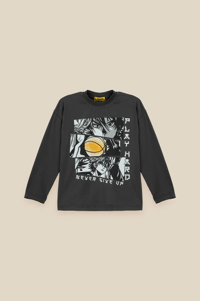Лонгслів з принтом для хлопчика LAWA P-BB02309 128 см Графітовий shop (2000991042889)