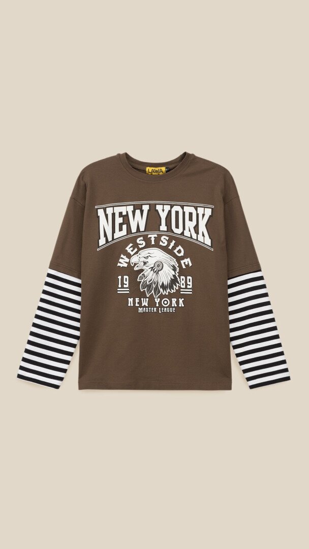 Лонгслів з принтом для хлопчика LAWA P-BB02326 134 см Коричневий shop (2000999307409)
