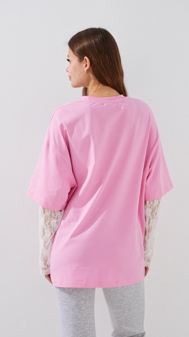 Лонгслів з принтом жіночий LAWA P-WT02312 S/M Рожевий shop (2000999529191)  Фото №3