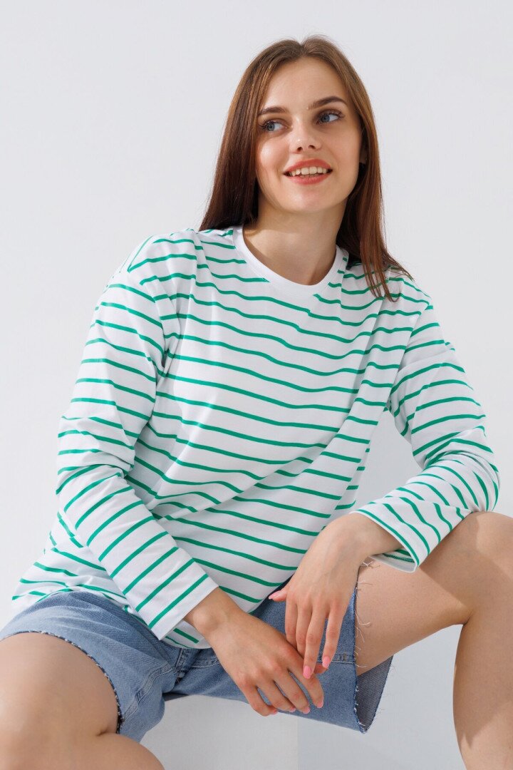 Лонгслів з візерунком жіночий LAWA WTC02315 XL Біло-зелений shop (2000990632296)