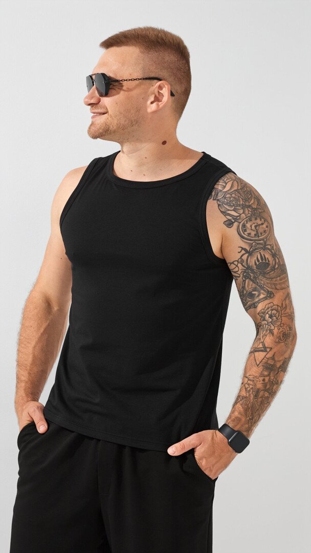 Майка однотонна чоловіча LAWA MBC02377 2XL Чорний shop (2000999227523)