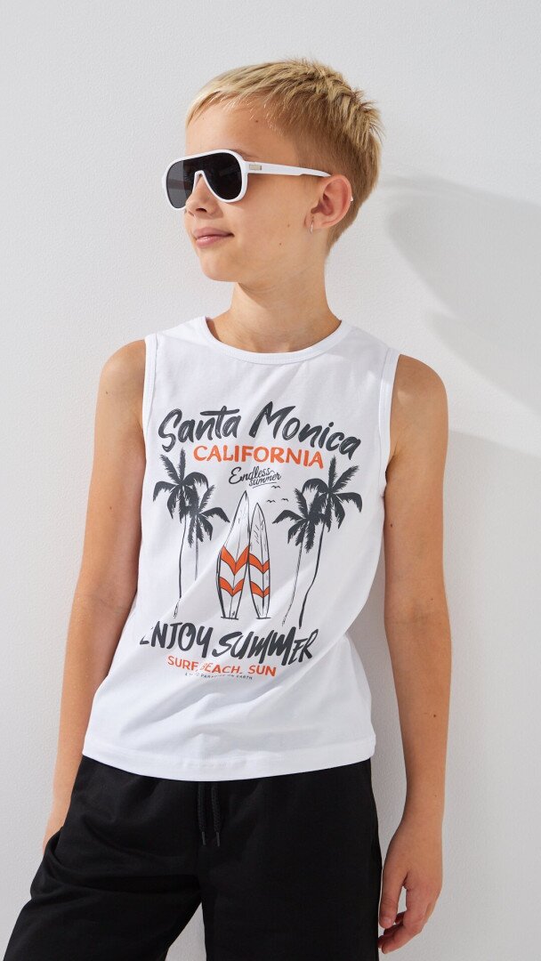 Майка з принтом для хлопчика LAWA P-BB02319 134 см Білий shop (2000999239731)