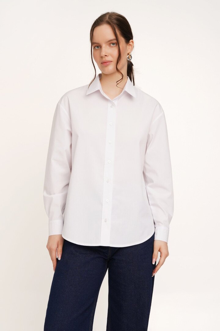 Сорочка однотонна жіноча LAWA CTM WTC02313 L Білий з фіолетовим shop (2000989924432)