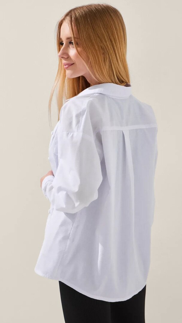 Сорочка однотонна для дівчинки LAWA GBC02351 134 см Білий shop (2888000026323)  Фото №2