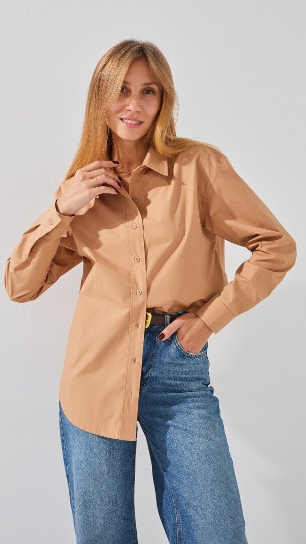 Сорочка однотонна жіноча LAWA WTC02313 S Пісочний shop (2888000016782)  Фото №1
