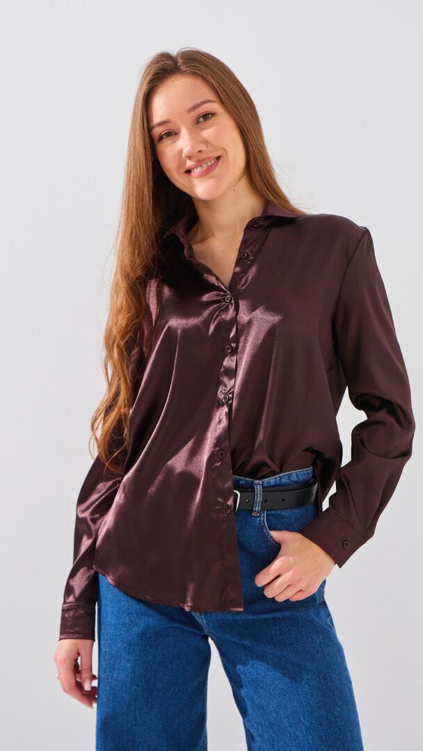 Сорочка однотонна жіноча LAWA WTC02452 XS Шоколадний shop (2888000022233)  Фото №1