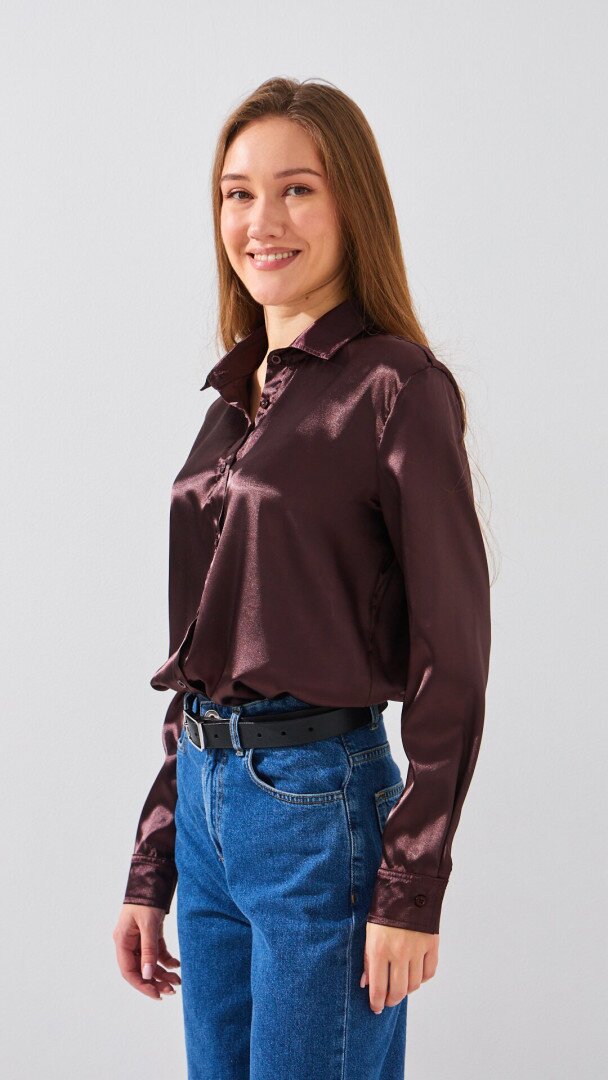 Сорочка однотонна жіноча LAWA WTC02452 XS Шоколадний shop (2888000022233)  Фото №2