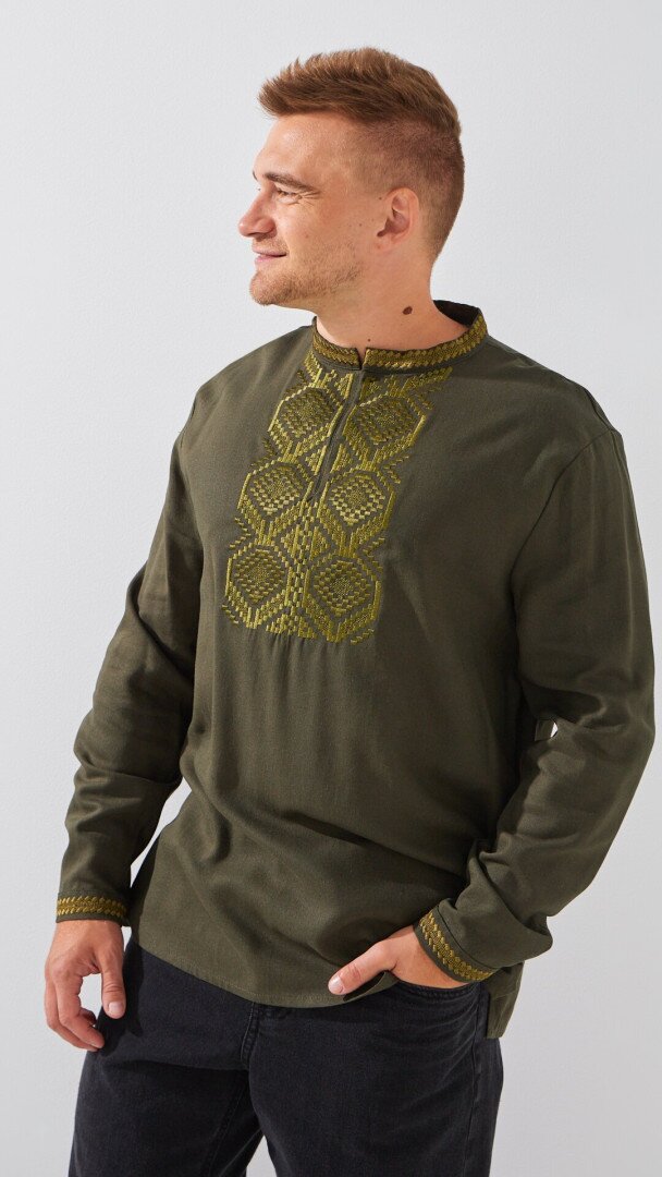 Сорочка вишиванка чоловіча LAWA E-MB02301 S Хакі shop (2888000010872)  Фото №1