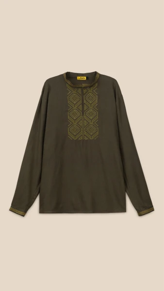 Сорочка вишиванка чоловіча LAWA E-MB02301 2XL Хакі shop (2888000010919)