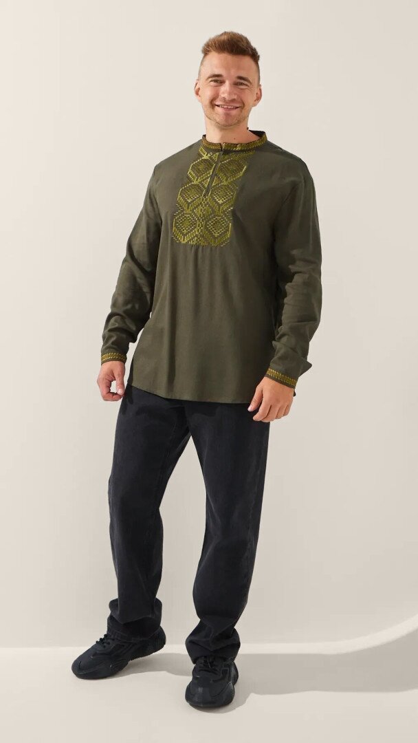 Сорочка вишиванка чоловіча LAWA E-MB02301 2XL Хакі shop (2888000010919)  Фото №0