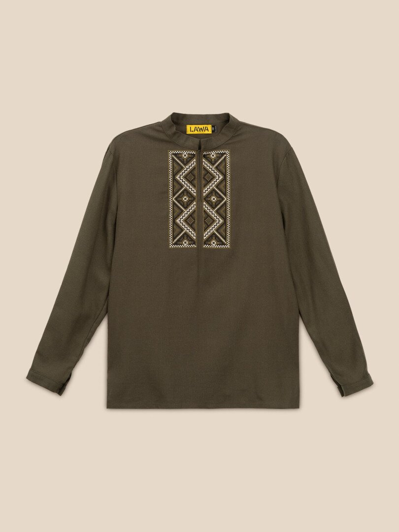 Сорочка вишиванка для хлопчика LAWA E-BB02302 152 см Хакі shop (2000999576133)