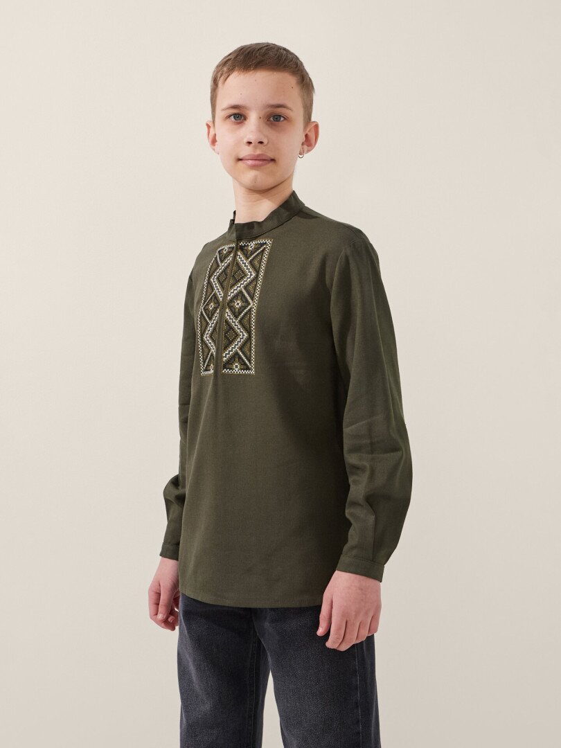 Сорочка вишиванка для хлопчика LAWA E-BB02302 152 см Хакі shop (2000999576133)  Фото №1